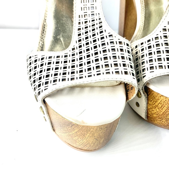 Bakers Waffle Studded White Leather Platform Heel Sandals - Picture 3 of 5